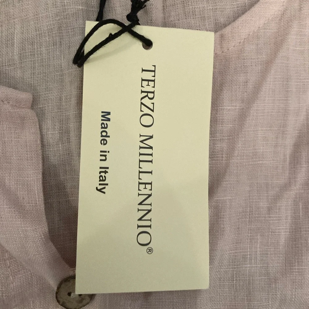 Terzo Millennio 100% Linen BlushPink ButtonUp Mini Dress Made in Italy Women’s L - Picture 6 of 13